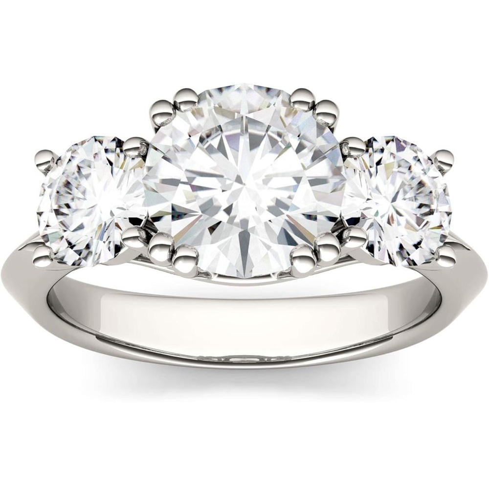Genuine Moissanite 3 stone ring